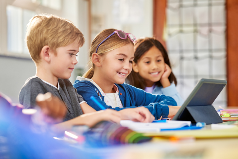 elementary school students in class